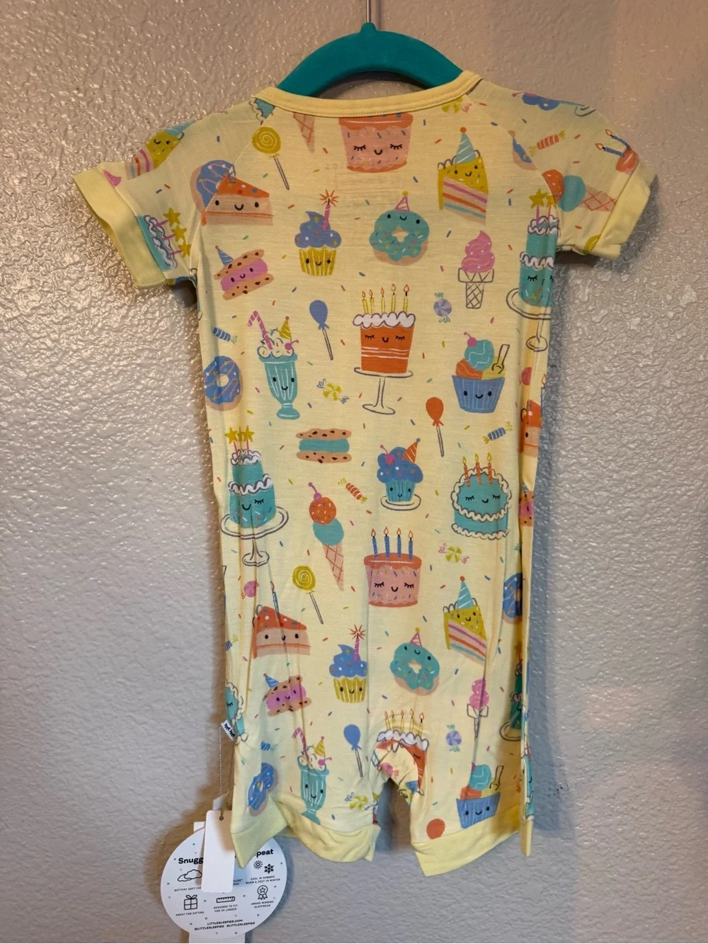 Little Sleepies Yellow Birthday Treats Short Sleeve Romper